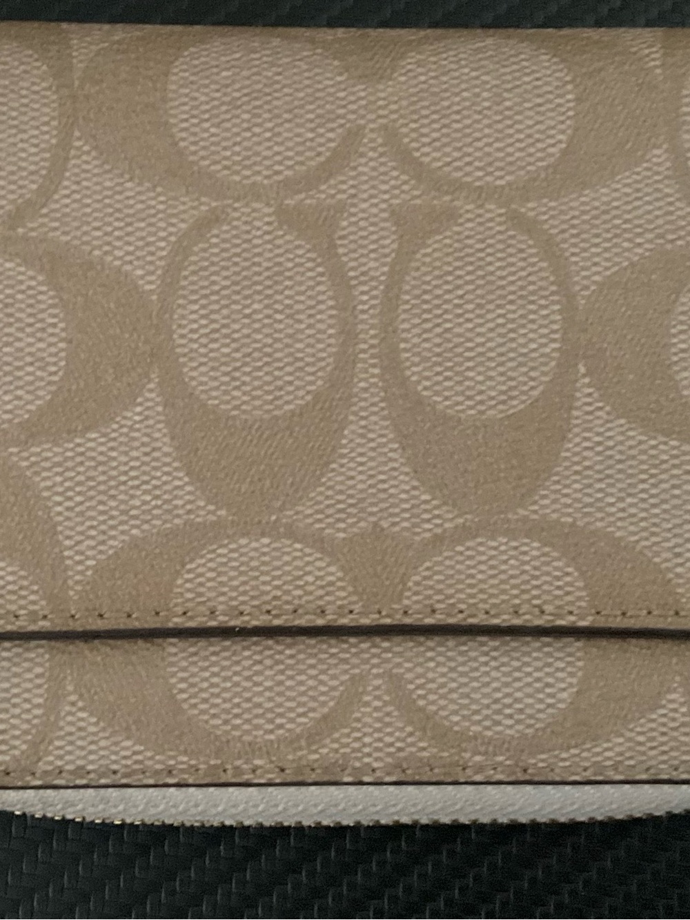Coach Beige Signature Canvas Zippy Wallet with Gold Logo Hardware - Picture 2 of 6